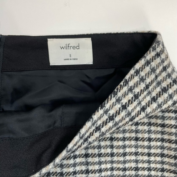 Aritzia Wilfred Wool Cashmere Blend Houndstooth Mini Skirt Sz 8 - Picture 6 of 14